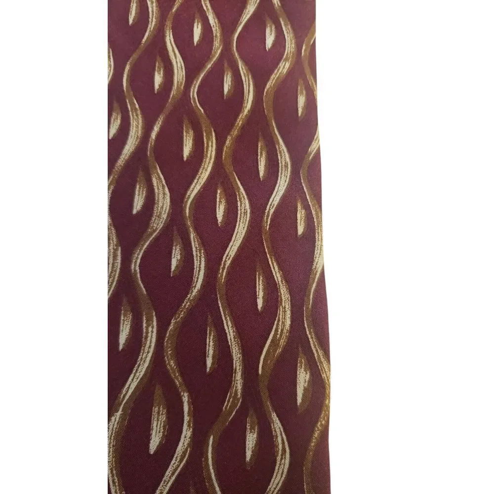 Ralph Lauren Chaps Neck Tie Mens Burgundy Tan Abstract Business‎ Church Preppy